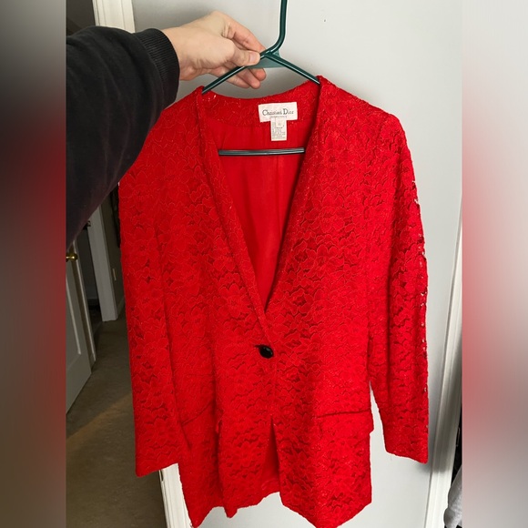 Dior Jackets & Blazers - Dior Vibrant Red Lace Blazer